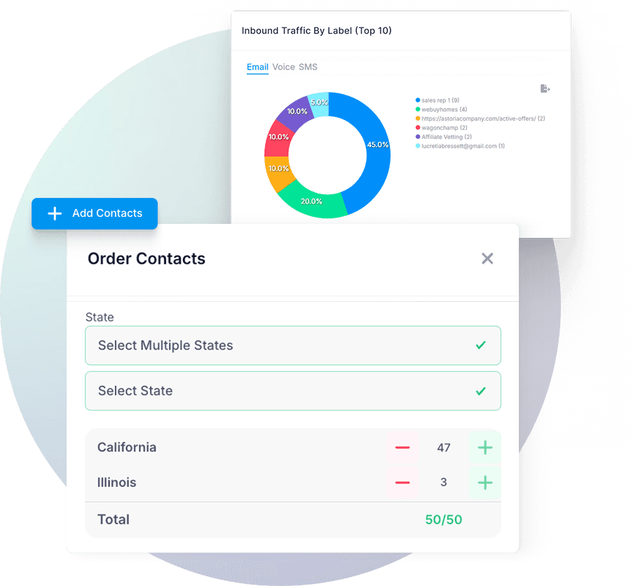 Assumed order contacts panel showing seed quantities selected by state